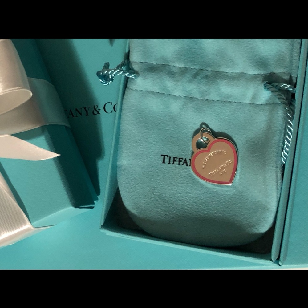 Tiffany & Co Pink Border Heart Charm